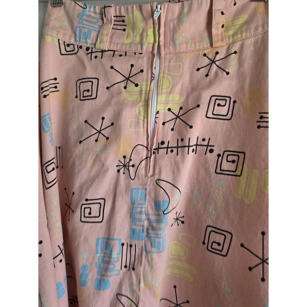 Pinup Couture Skirt S Pink Atomic Print Retro Midi Full Pinup Rockabilly
